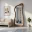 Asymmetrical Walnut Wood Full Length Mirror - Mid Century Modern Decor