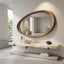 Solid Walnut Asymmetrical Mirror, Organic Wood Framed Bathroom Mirror