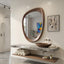 Solid Walnut Asymmetrical Mirror, Organic Mid Century Modern Bathroom Decor