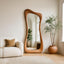Asymmetrical Walnut Full Length Mirror: Modern Organic Wall Decor