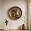 Walnut Round Mirror – Mid Century Modern Wooden Wall Mirror
