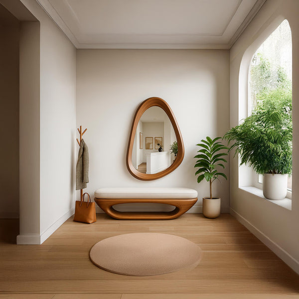 Walnut Asymmetrical Mirror – Organic Modern Wall Art & Decor