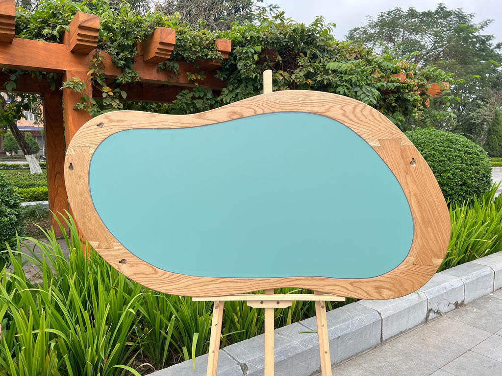 Asymmetrical Oak Mirror, Organic Wood Framed Entryway Wall Art