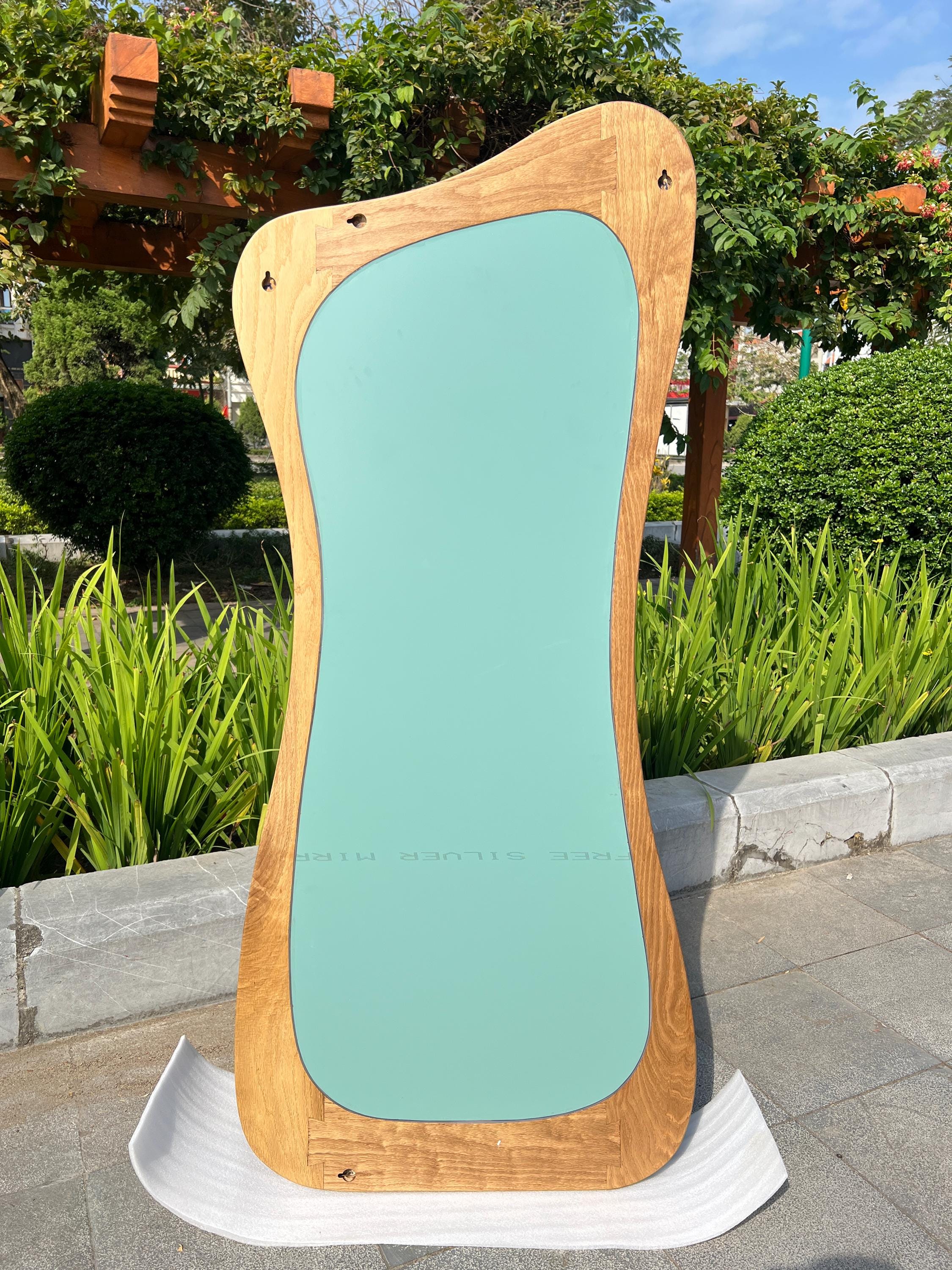 Asymmetrical Oak Full Length Mirror: Modern Organic Wall Decor