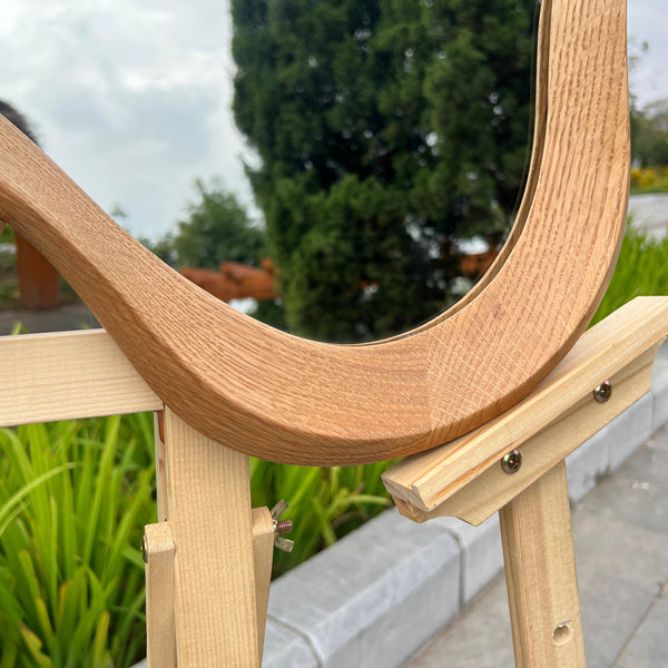 Asymmetrical Oak Wood Mirror, Organic Modern Bathroom Wall Mirror