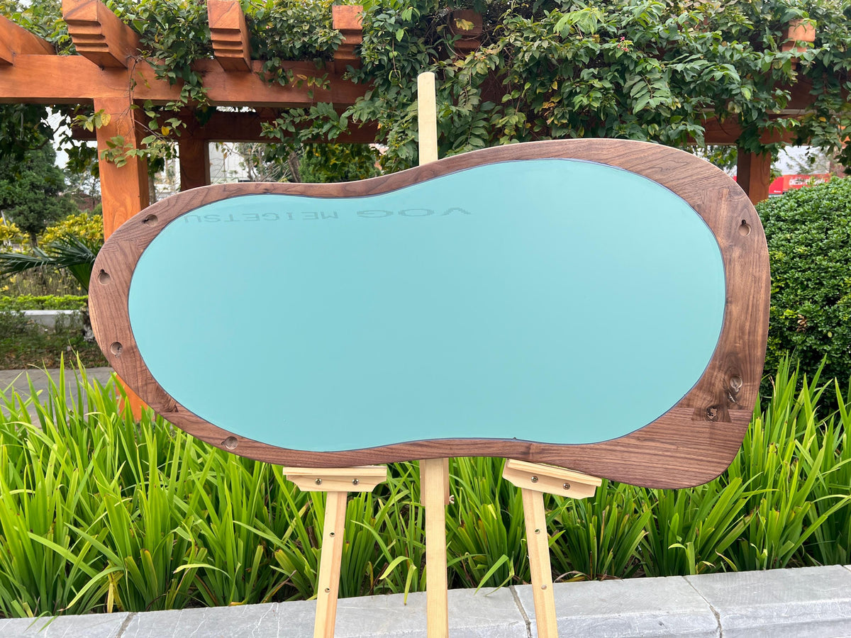 Solid Walnut Asymmetrical Mirror, Organic Modern Entryway Wall Art
