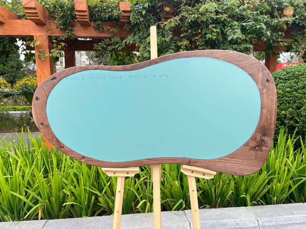 Solid Walnut Asymmetrical Mirror, Organic Modern Entryway Wall Art