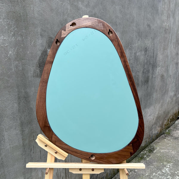 Walnut Asymmetrical Mirror – Organic Modern Wall Art & Decor