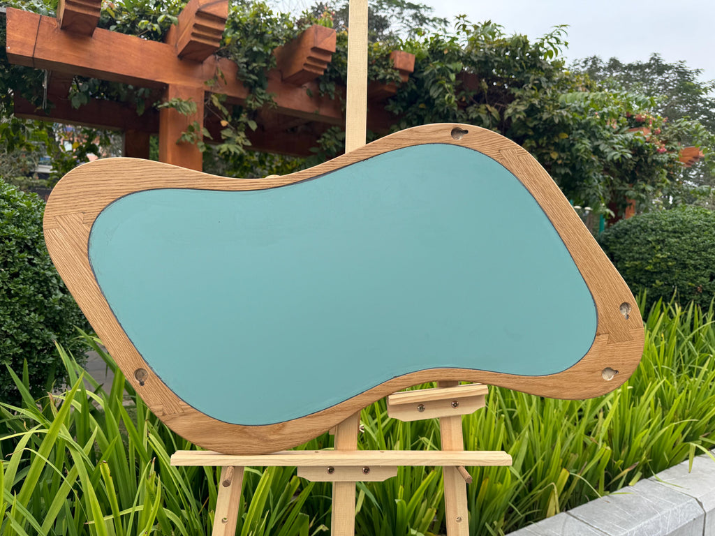 Handcrafted Oak Asymmetrical Mirror, Organic Modern Entryway Wall Art