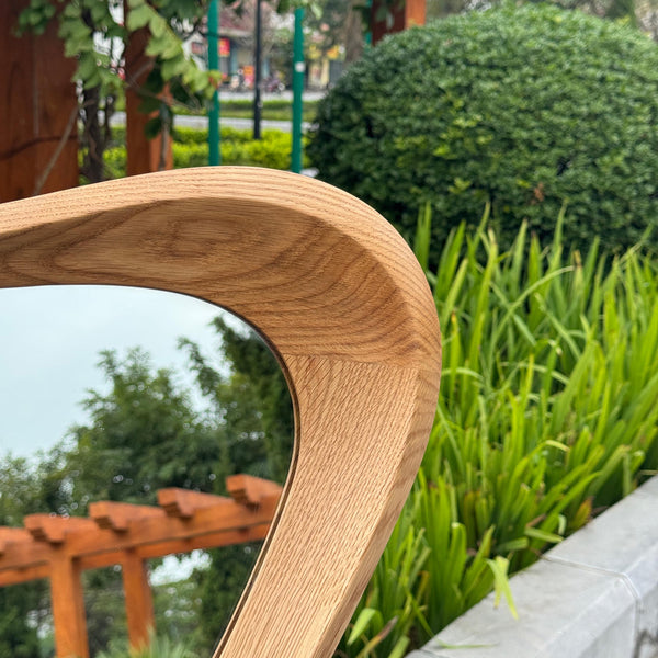 Handcrafted Oak Asymmetrical Mirror, Organic Modern Entryway Wall Art