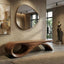 Handmade Solid Walnut Bench, Sculptural Mid-Century Modern Design