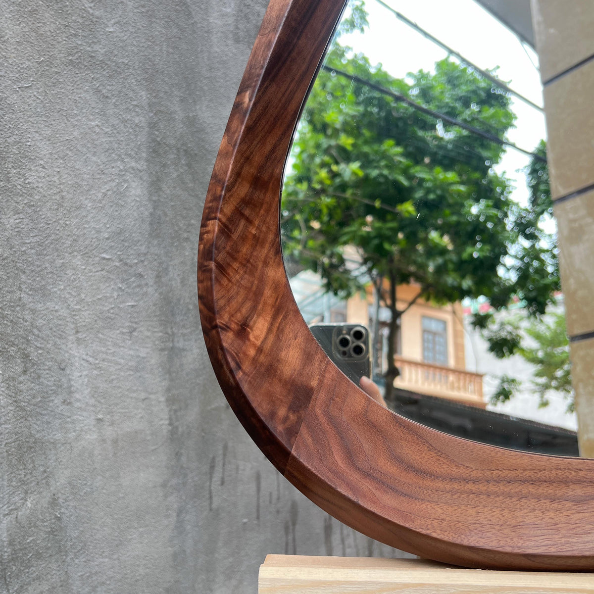 Walnut Asymmetrical Mirror – Organic Modern Wall Art & Decor