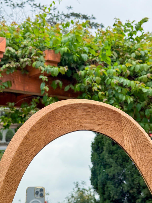 Real Oak Asymmetrical Mirror – Organic Modern Wall Art & Decor