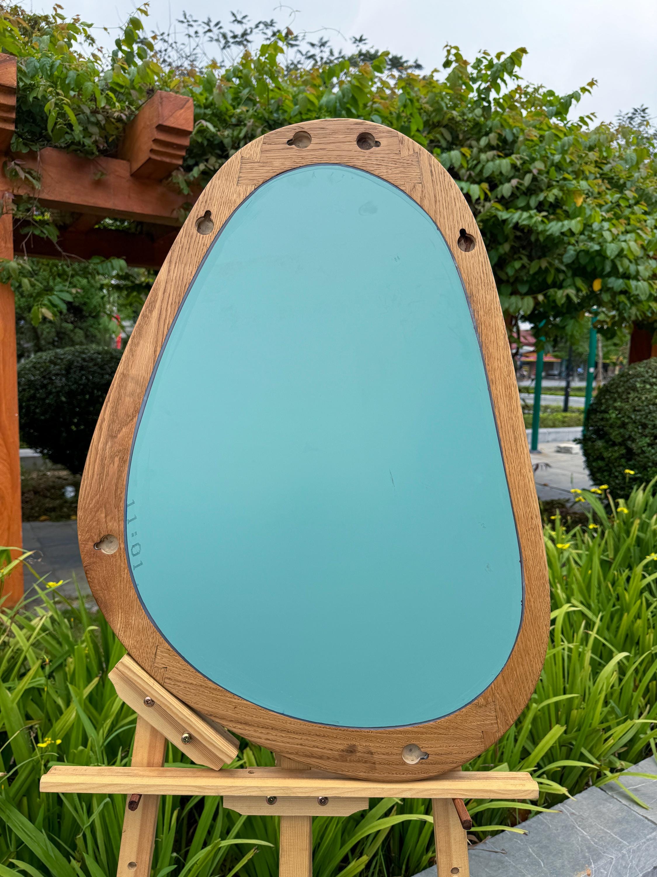 Real Oak Asymmetrical Mirror – Organic Modern Wall Art & Decor