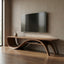 Solid Walnut Sculptural TV Stand, Mid Century Modern Media Console