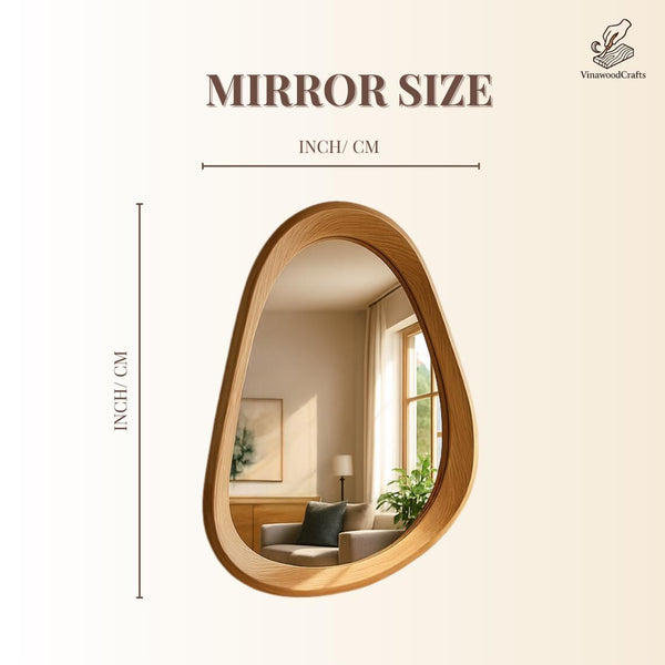 Real Oak Asymmetrical Mirror – Organic Modern Wall Art & Decor