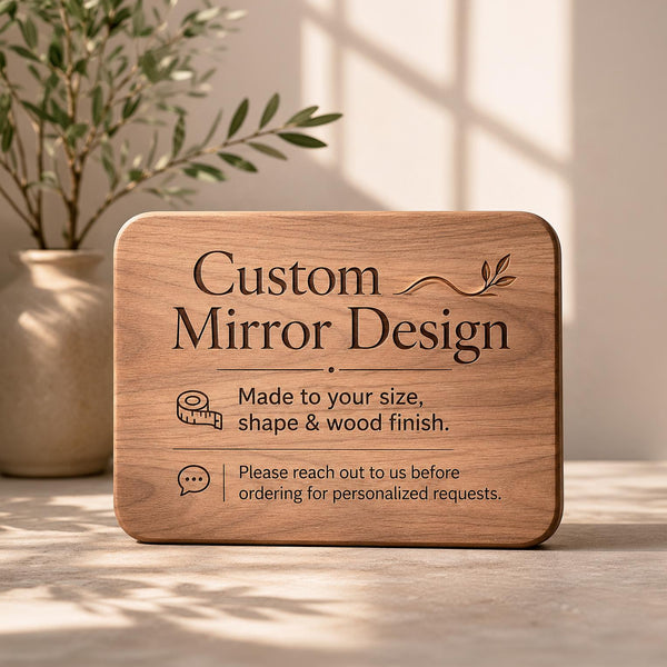 Asymmetrical Oak Mirror, Organic Wood Framed Entryway Wall Art