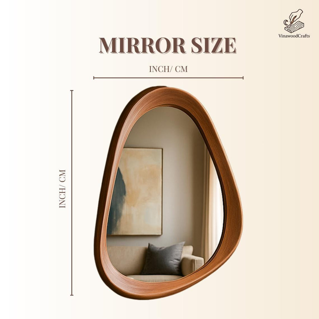 Walnut Asymmetrical Mirror – Organic Modern Wall Art & Decor