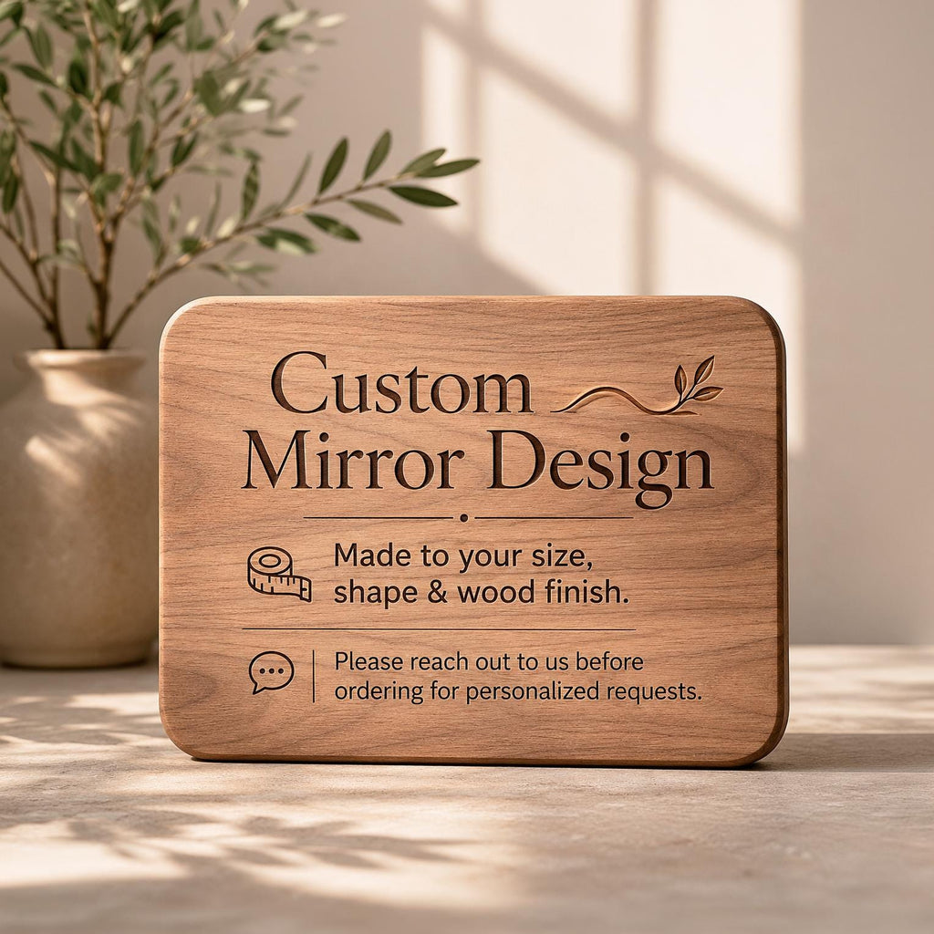 Asymmetrical Oak Wood Mirror, Organic Modern Bathroom Wall Mirror