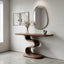 Sculptural Walnut Entryway Table, Organic Mid-Century Modern Living Room Console