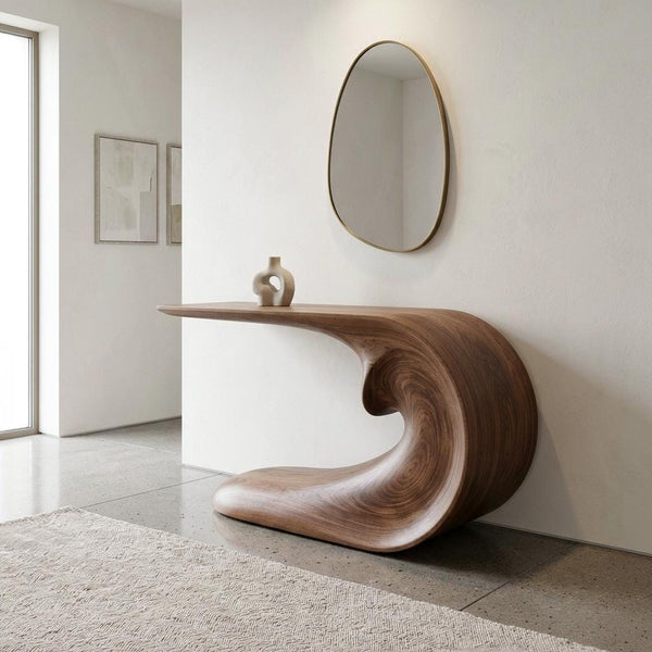 Sculptural Walnut Console Table, Mid Century Modern for Entryway, Hallway, Living Room.