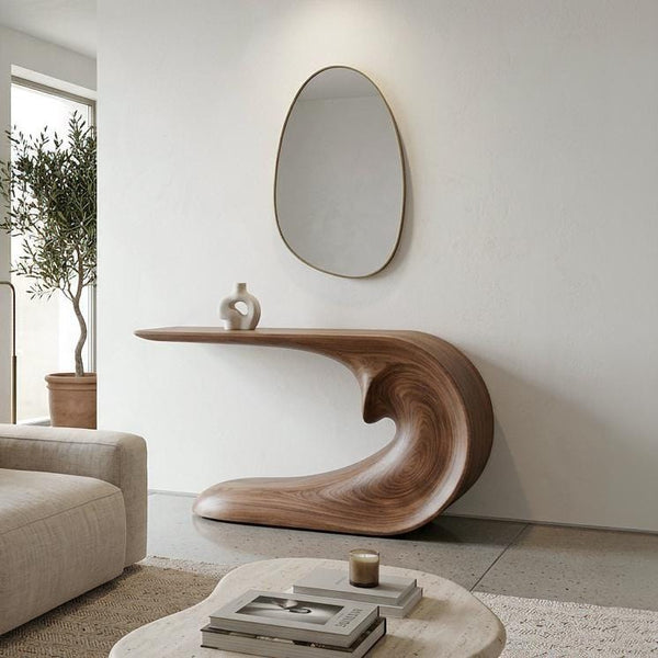 Sculptural Walnut Console Table, Mid Century Modern for Entryway, Hallway, Living Room.