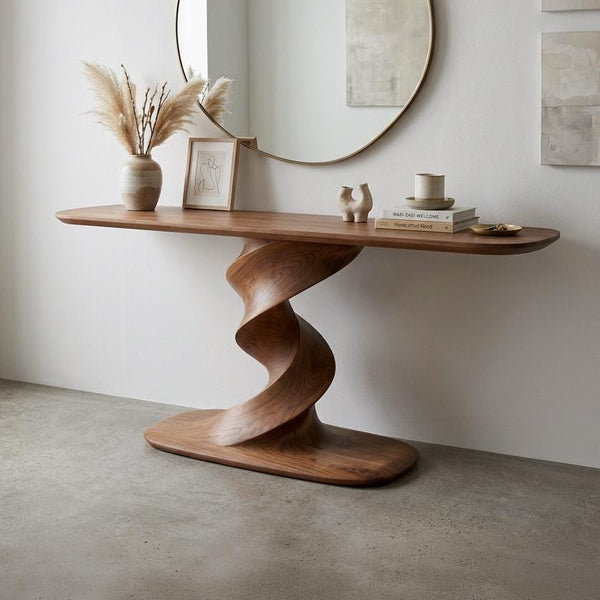Sculptural Walnut Console Table, Organic Modern Entryway Furniture, Mid Century Design