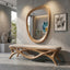 Oak Asymmetrical Mirror, Organic Modern Entryway Wall Decor, Mid Century Art