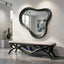 Black Oak Asymmetrical Mirror, Organic Wood Framed Wall Art, Modern Entryway Decor