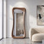 Handmade Walnut Wood Framed Asymmetrical Full Length Mirror