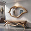 Asymmetrical Oak Wood Wall Mirror: Handmade Mid-Century Modern Decor