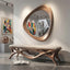 Mid-Century Modern Walnut Asymmetrical Mirror - Handmade Wooden Wall Decor