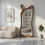 Asymmetrical Walnut Full Length Mirror: Mid-Century Modern Standing Mirror