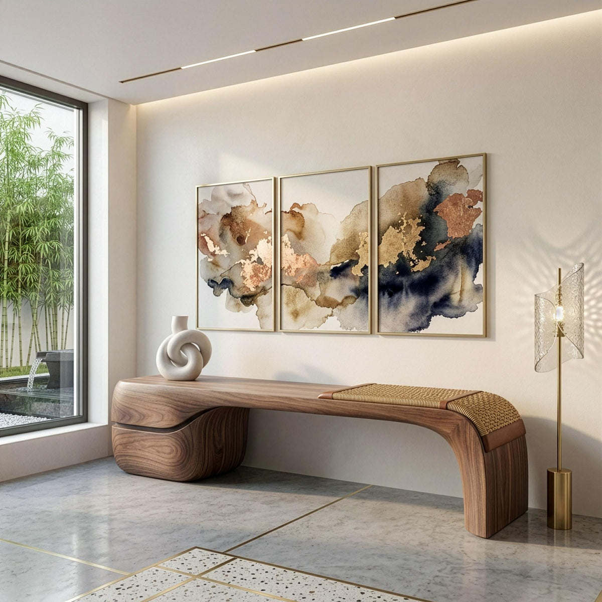 Handmade Artistic Solid Walnut Bench: Sculptural Mid-Century Modern Art Design