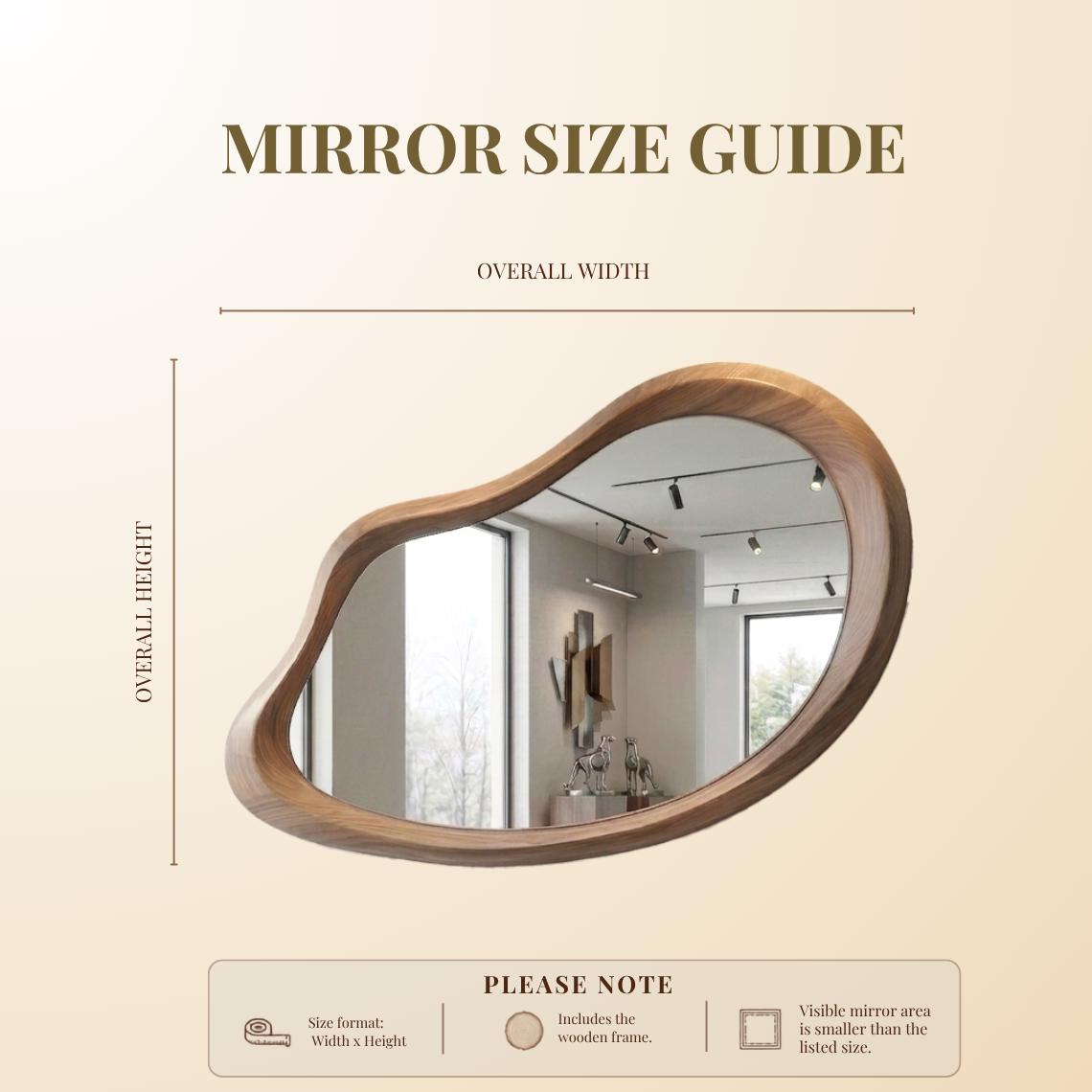 Asymmetrical Walnut Wood Mirror: Organic Modern Wall Decor, Entryway, Bathroom, Living Room