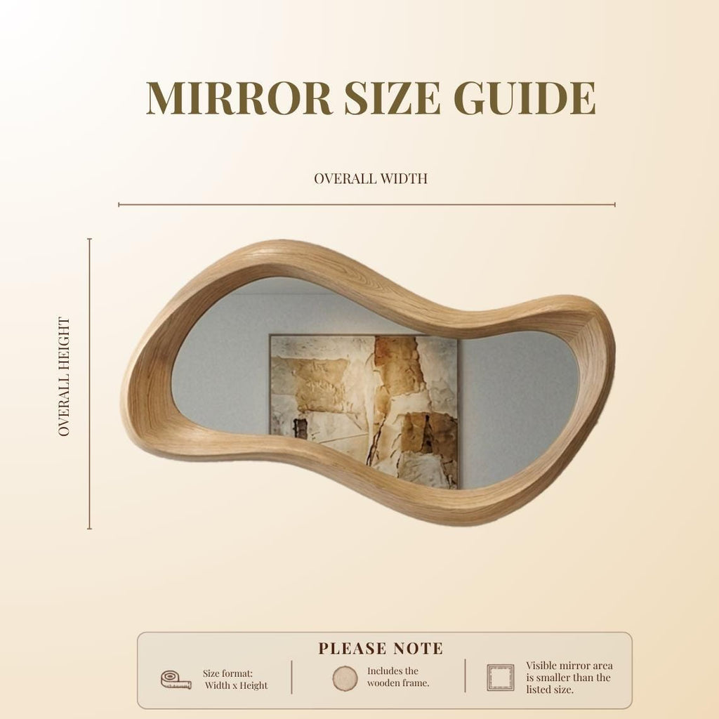 Handmade Oak Asymmetrical Mirror, Organic Modern Entryway Wall Art