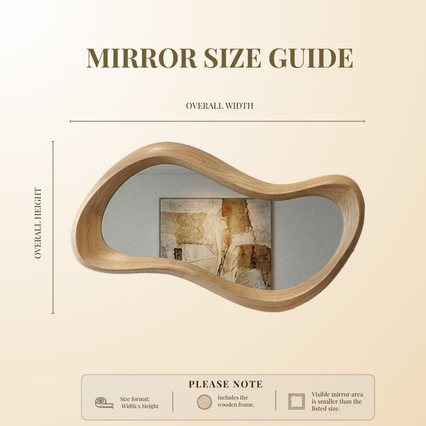 Handmade Oak Asymmetrical Mirror, Organic Modern Entryway Wall Art