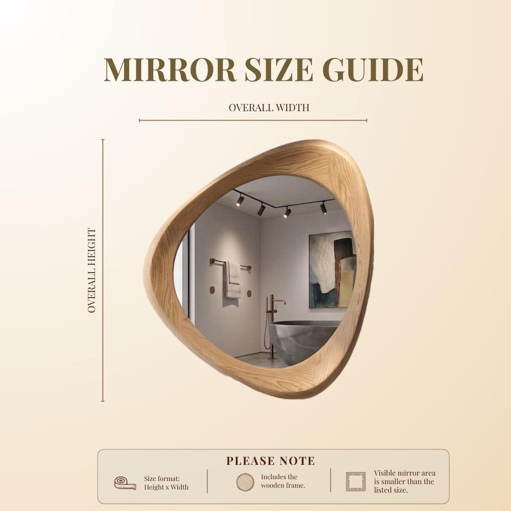 Asymmetrical Oak Wood Frame Mirror: Home and Wall Decor, Vanity, Bathroom,  Mirror