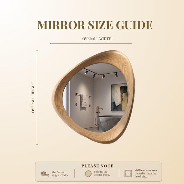 Asymmetrical Oak Wood Frame Mirror: Home and Wall Decor, Vanity, Bathroom,  Mirror
