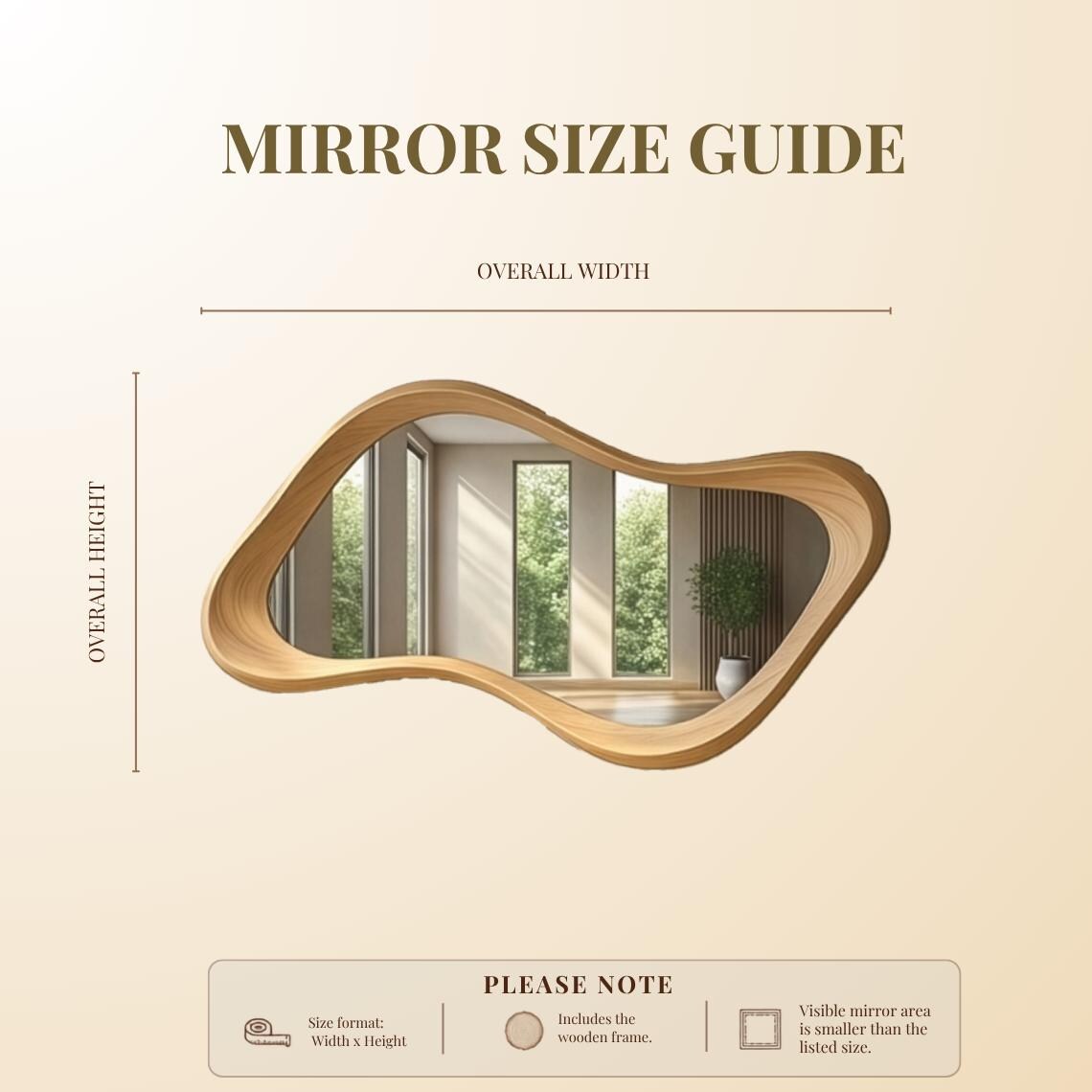Handcrafted Oak Asymmetrical Mirror, Organic Modern Entryway Wall Art