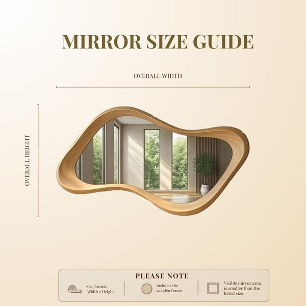 Handcrafted Oak Asymmetrical Mirror, Organic Modern Entryway Wall Art
