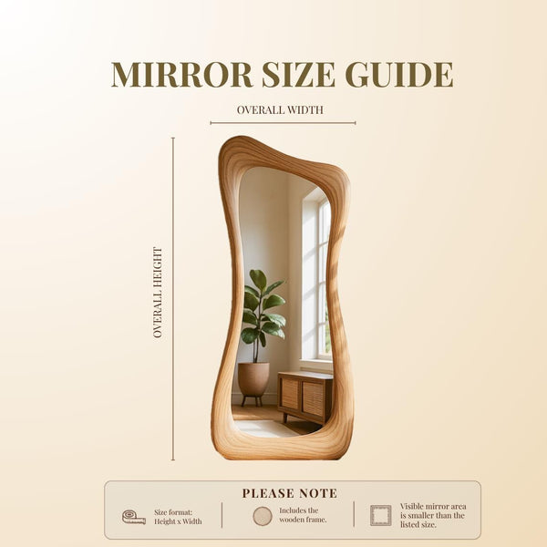 Asymmetrical Oak Full Length Mirror: Modern Organic Wall Decor
