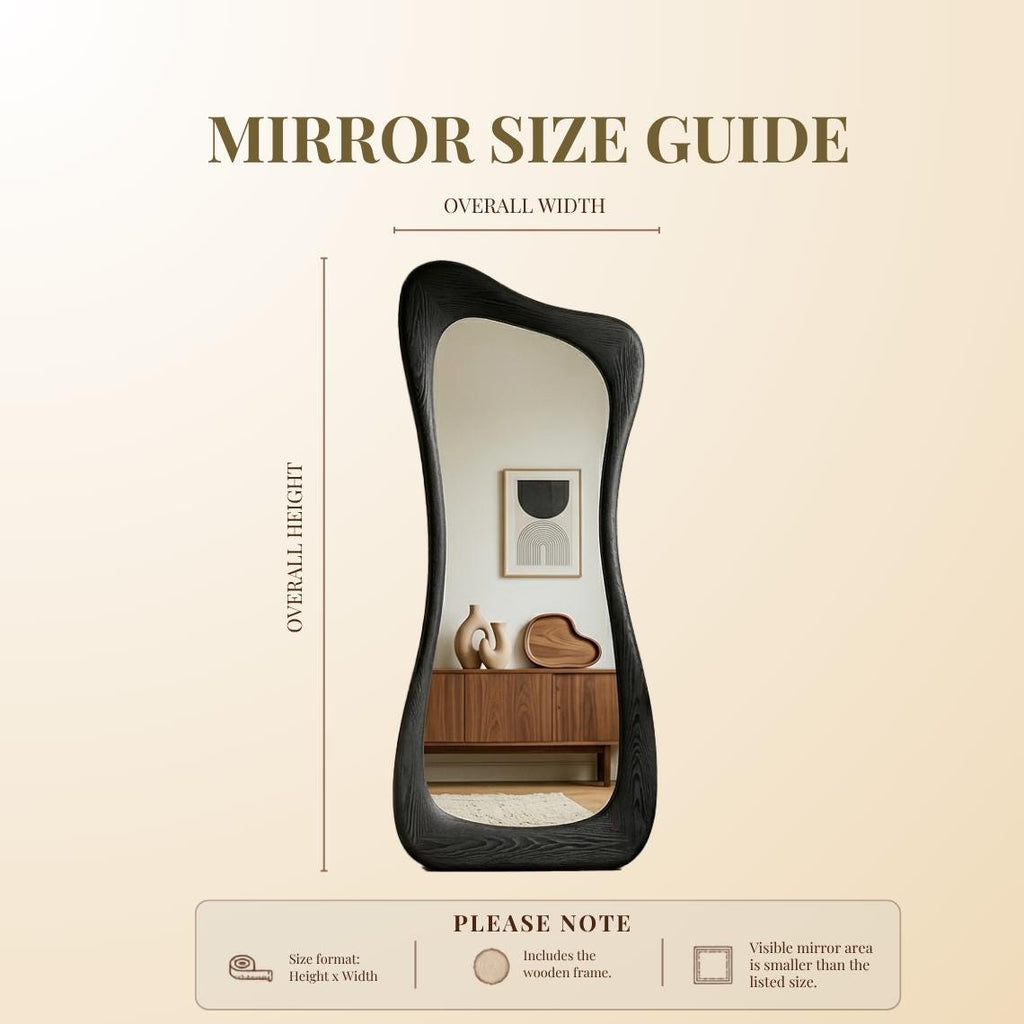 Luxury Black Oak Full Length Mirror – Asymmetrical Designer Floor Mirror