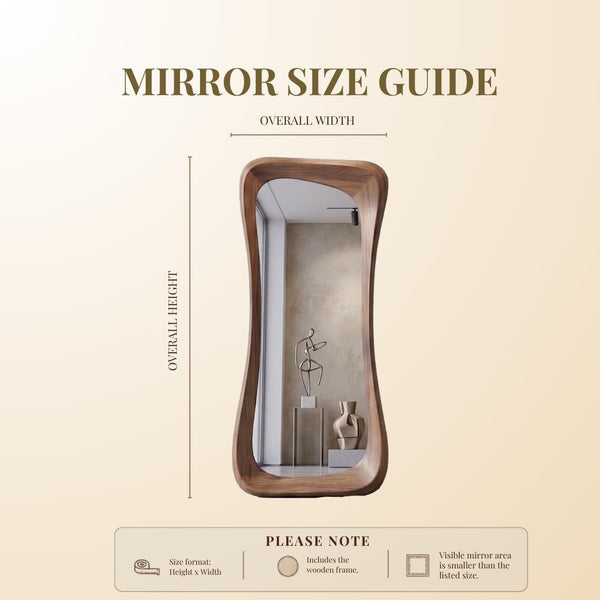 Handmade Walnut Wood Framed Asymmetrical Full Length Mirror