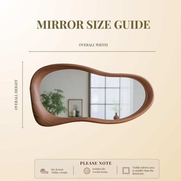 Solid Walnut Asymmetrical Mirror, Organic Modern Entryway Wall Art