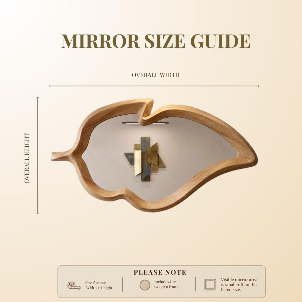 Asymmetrical Oak Wood Wall Mirror: Handmade Mid-Century Modern Decor