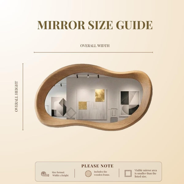 Asymmetrical Oak Mirror, Organic Wood Framed Entryway Wall Art