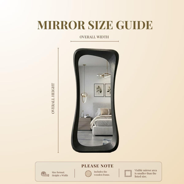Handmade Black Oak Wood Asymmetrical Full Length Mirror – Organic Modern Floor Mirror