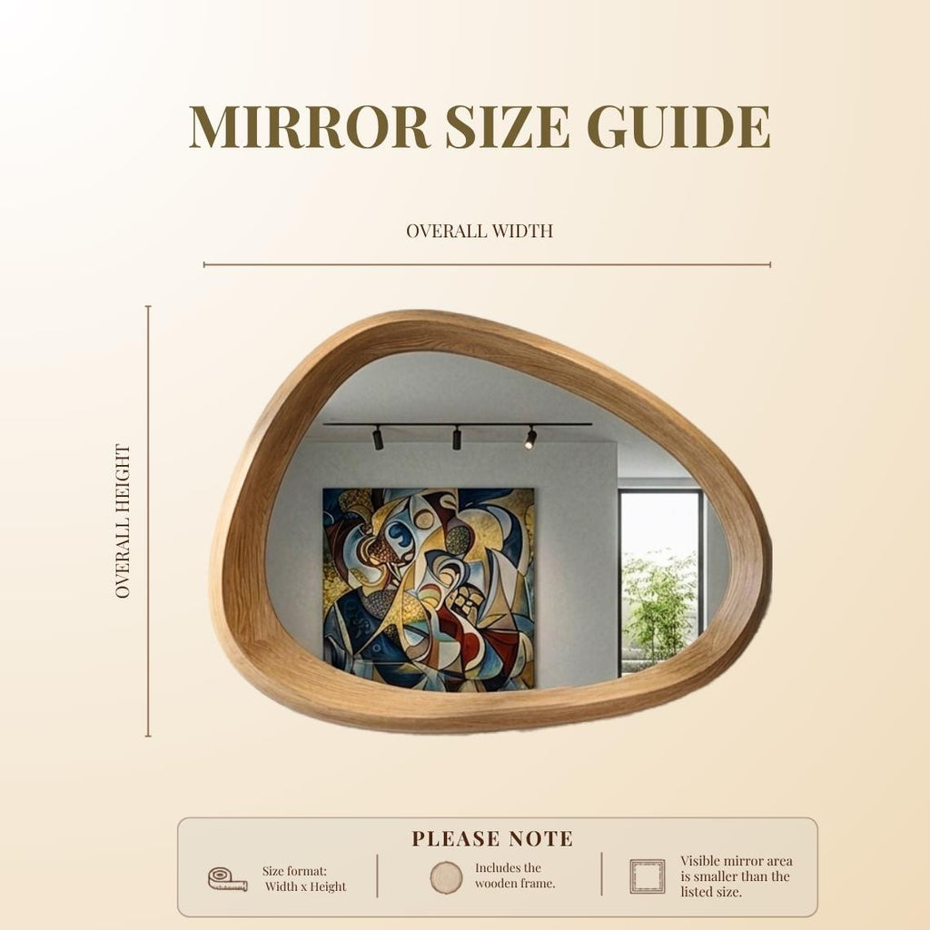 Oak Asymmetrical Mirror, Organic Modern Entryway Wall Art