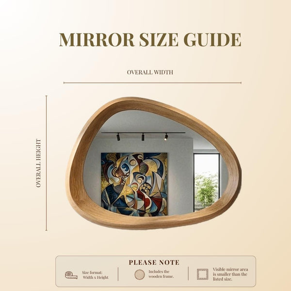 Oak Asymmetrical Mirror, Organic Modern Entryway Wall Art